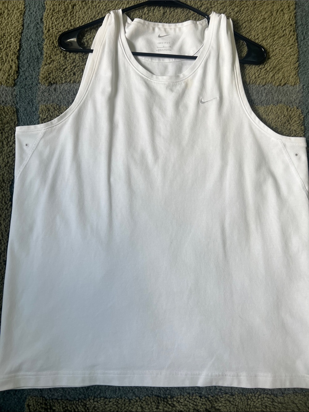 Nike DRI-FIT White Men’s Performance Tank Top with Subtle Swoosh